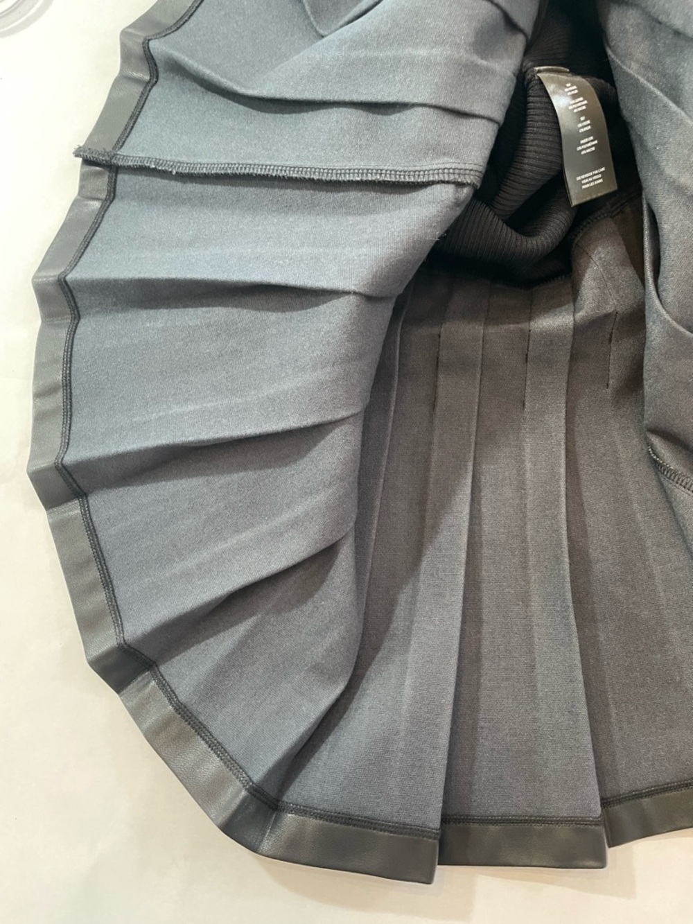 Milly Leather Pleated Skirt Knit Dress Vegan Leather Size S Black MSRP$395 NWT - Picture 6 of 8